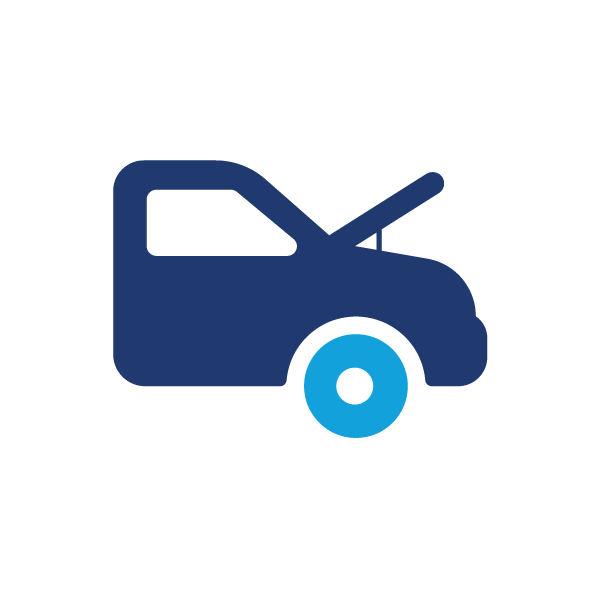ボンネットが開いた車